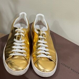Louis Vuitton Gold and White Luxury Sneakers